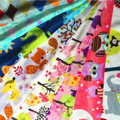 super soft 100% digital printing colorful polyester dty fdy minky print fabric with TC backing for sofa